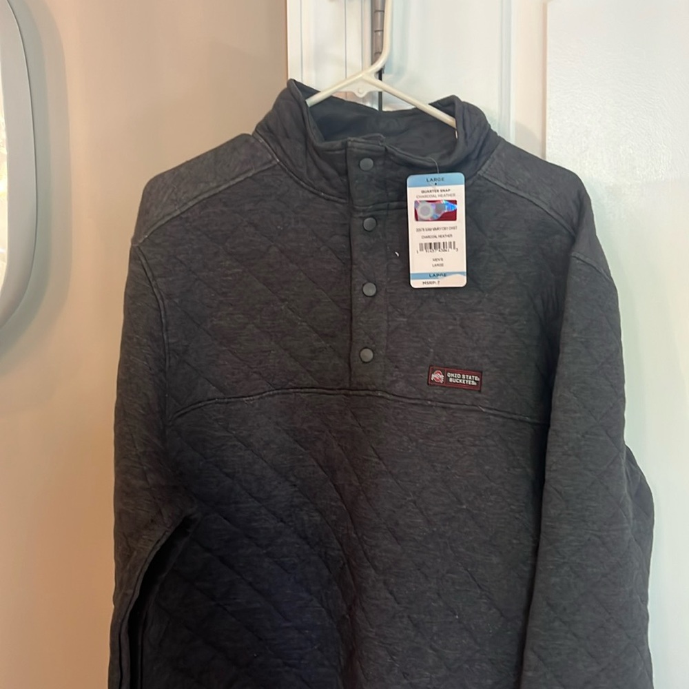 Ohio State Buckeyes Men's  Quilted Quarter-Snap Pullover Jacket  L